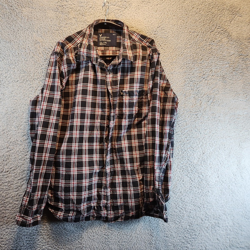 American Eagle Outfitters Shirt Men 2XL Multicolor Plaid Cotton Pocket Button Up